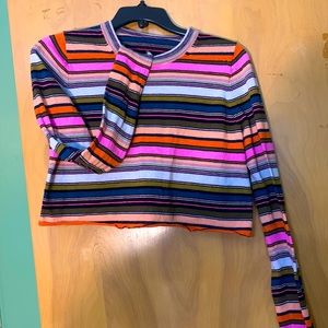 Multi colored long sleeve crop top